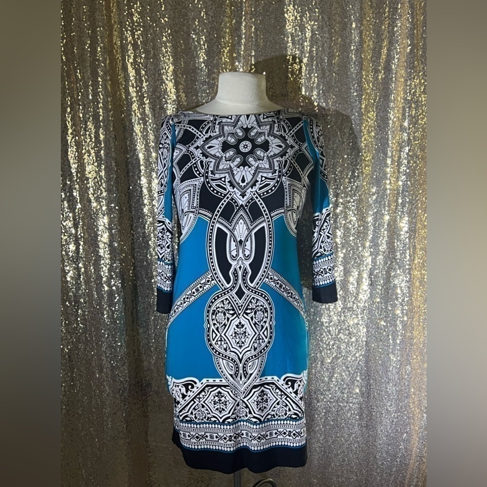 Blue and black dress